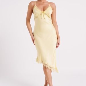 CRAWFORD Satin Midi Dress - Yellow